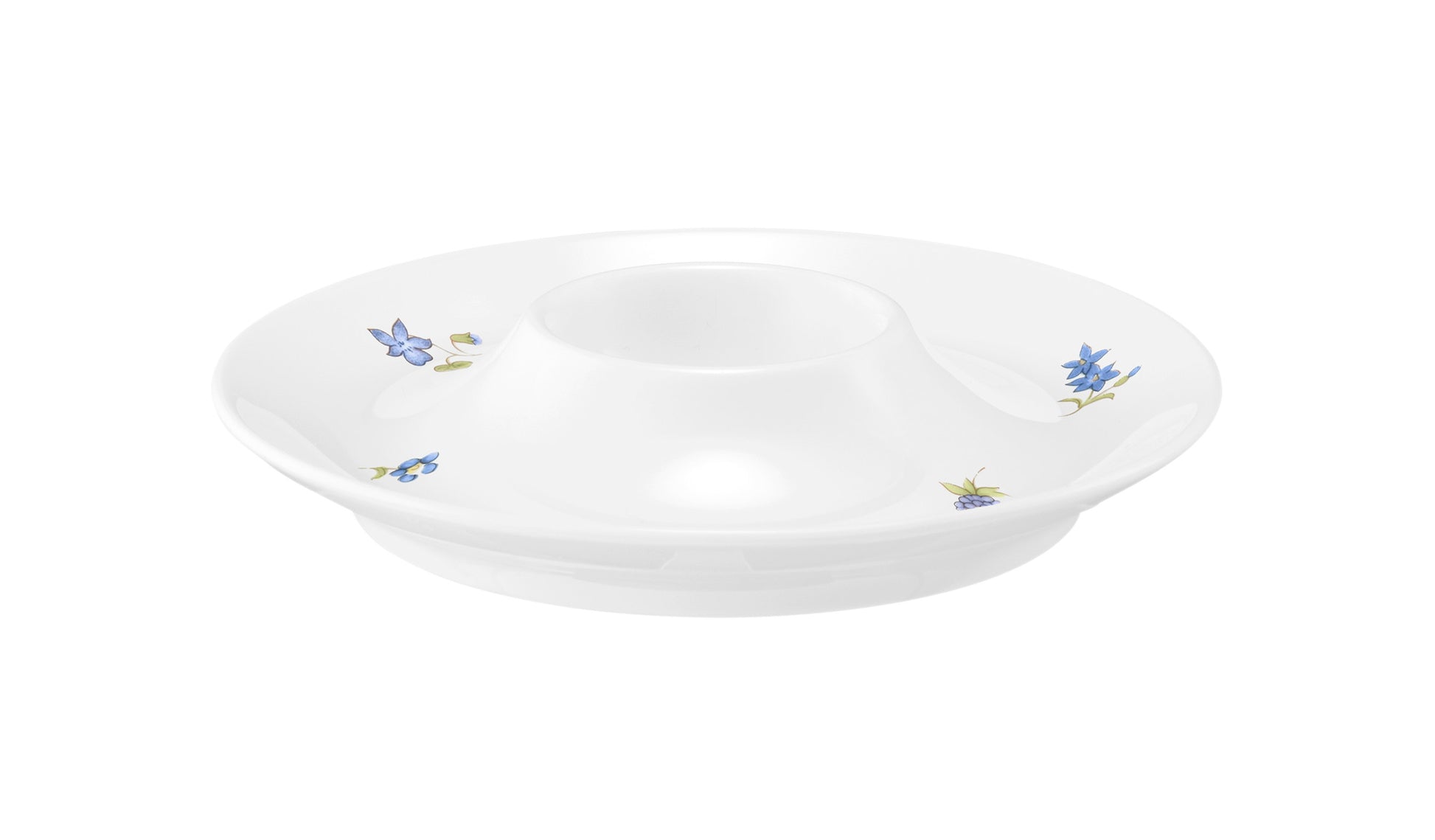 Weißer Porzellanteller mit Blumenmuster