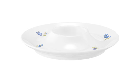 Weißer Porzellanteller mit Blumenmuster