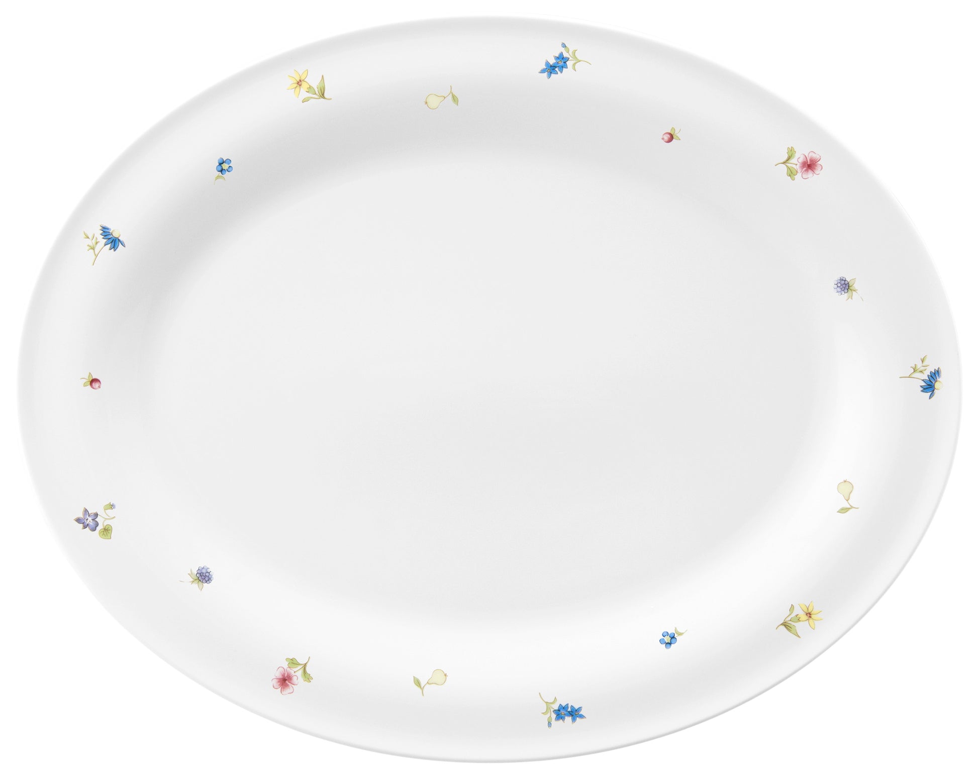 Weißer Porzellanteller mit Blumenmuster