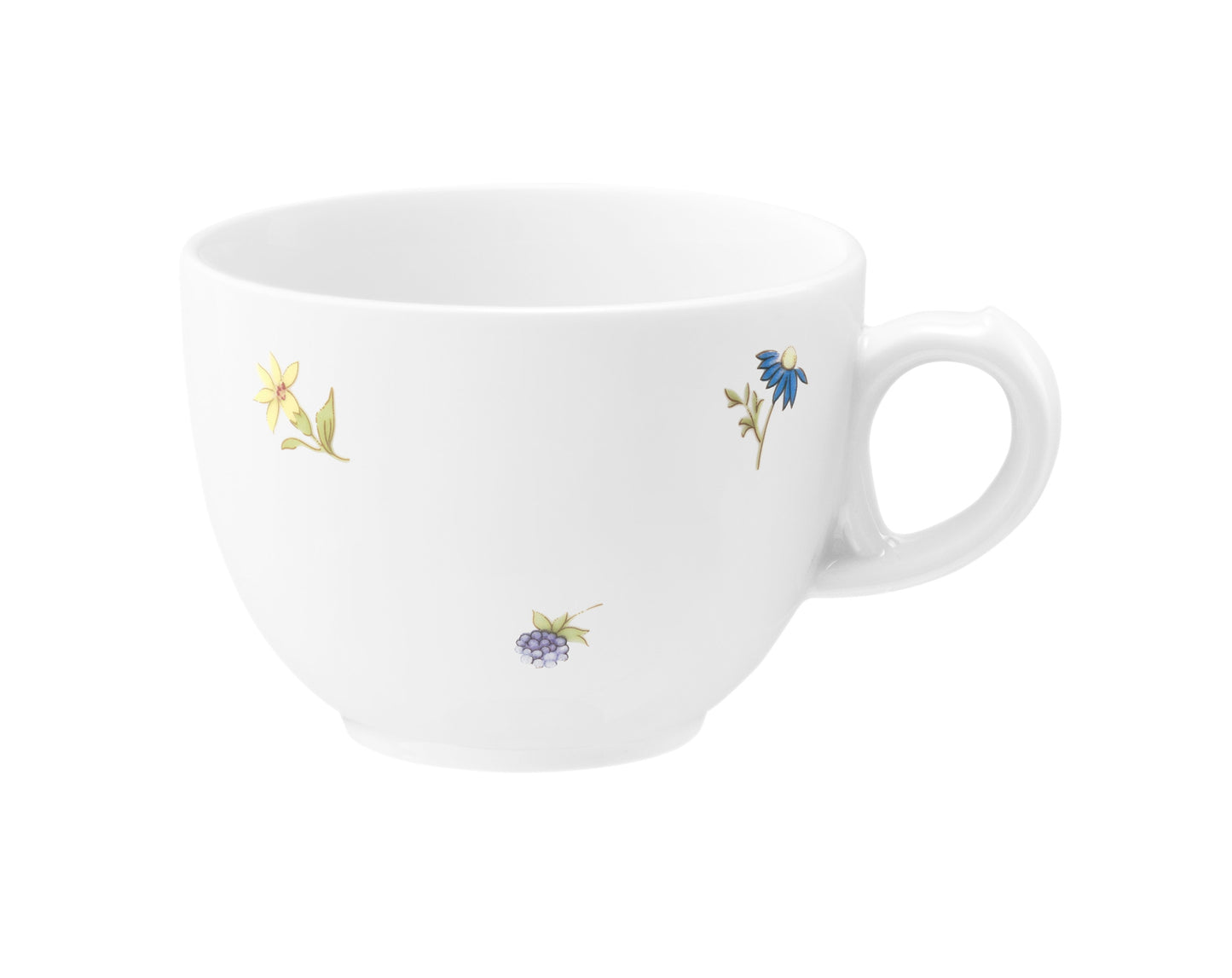 Weiße Kaffeetasse mit Blumenmuster