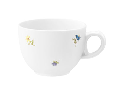 Weiße Kaffeetasse mit Blumenmuster
