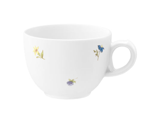 Weiße Kaffeetasse mit Blumenmuster