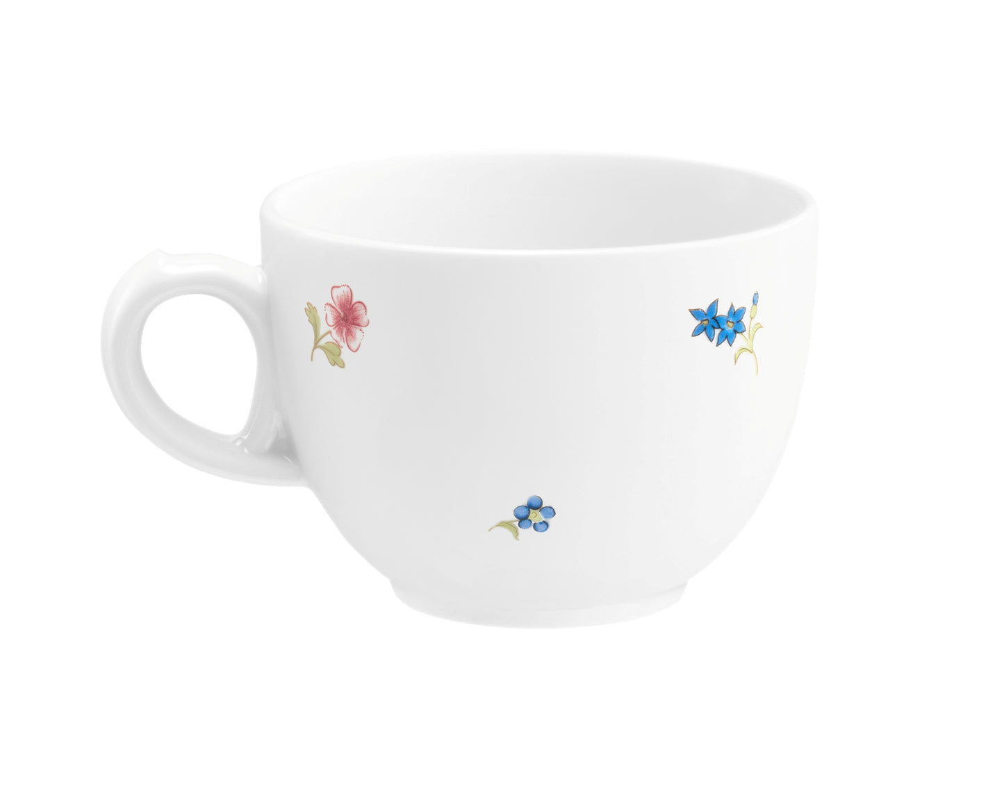 Weiße Kaffeetasse mit Blumenmuster