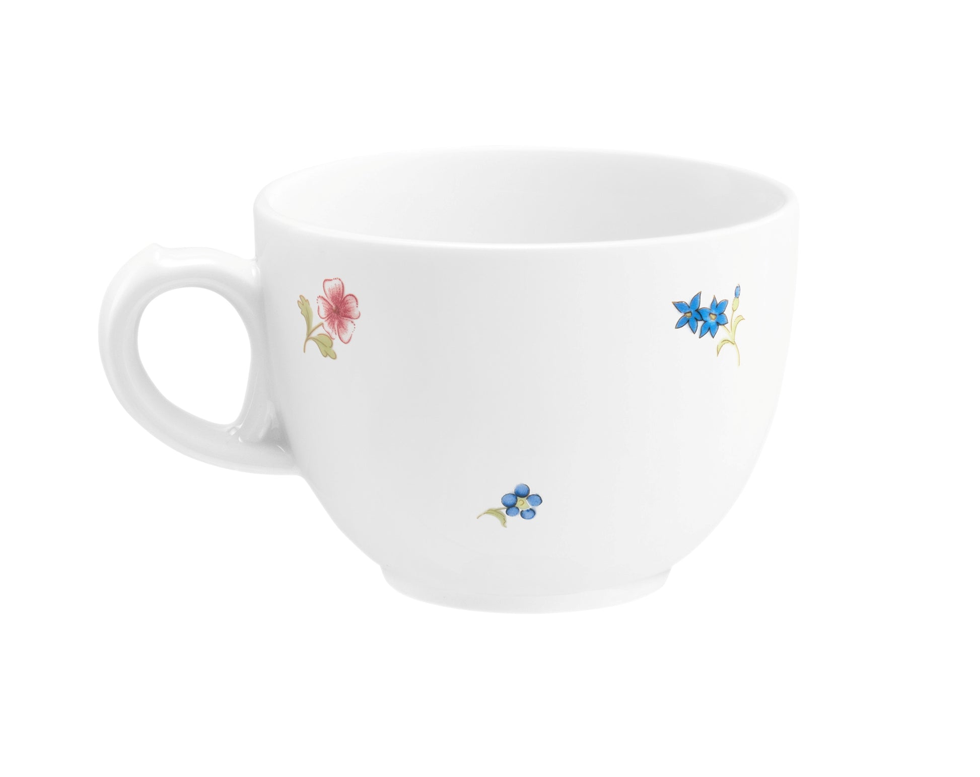 Weiße Kaffeetasse mit Blumenmuster