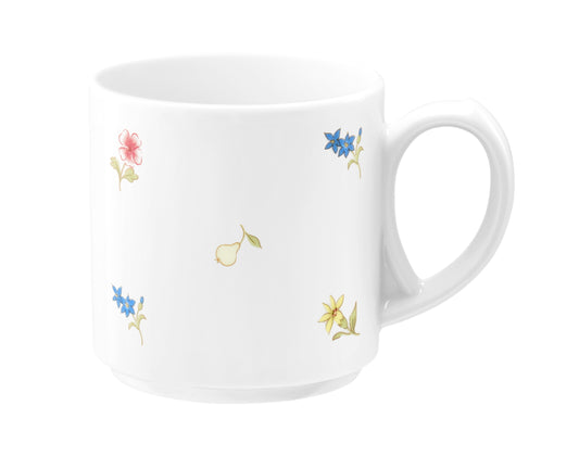Weiße Tasse mit Blumen