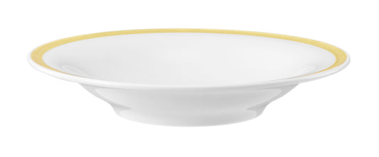 Weiße Schale mit gelbem Rand