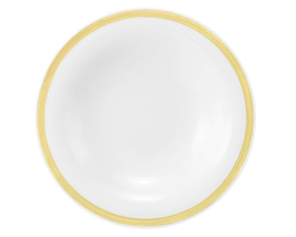 Weiße Schale mit gelbem Rand