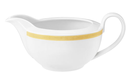 Weiße Sauciere mit Goldrand