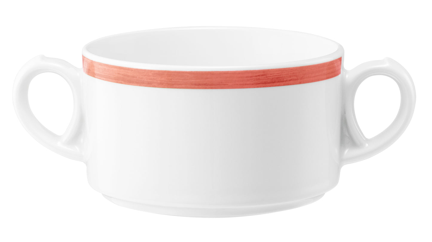 Weiße Kaffeetasse mit rotem Streifen