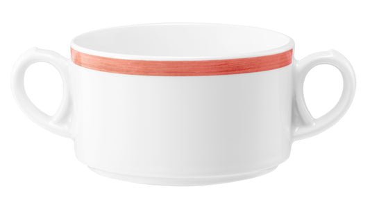 Weiße Kaffeetasse mit rotem Streifen