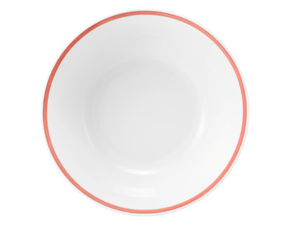 Weiße Schüssel mit rotem Rand