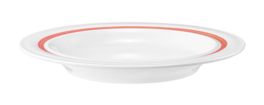Weiße Schüssel mit rotem Rand