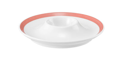 Weiße Servierschale mit rotem Rand
