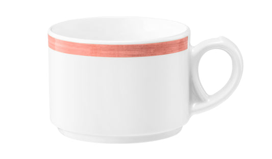 Weiße Kaffeetasse mit rotem Streifen