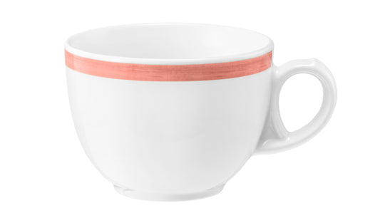 Weiße Kaffeetasse mit rotem Streifen