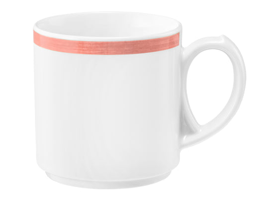 Weiße Kaffeetasse mit rotem Rand
