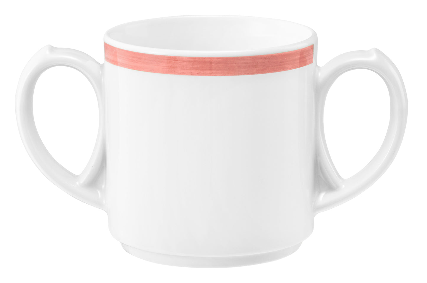 Weiße Kaffeetasse mit rotem Streifen