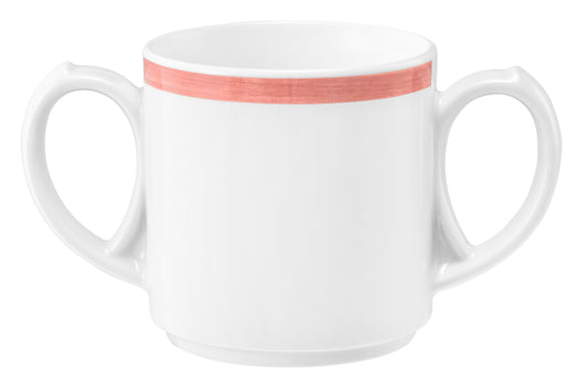 Weiße Kaffeetasse mit rotem Streifen