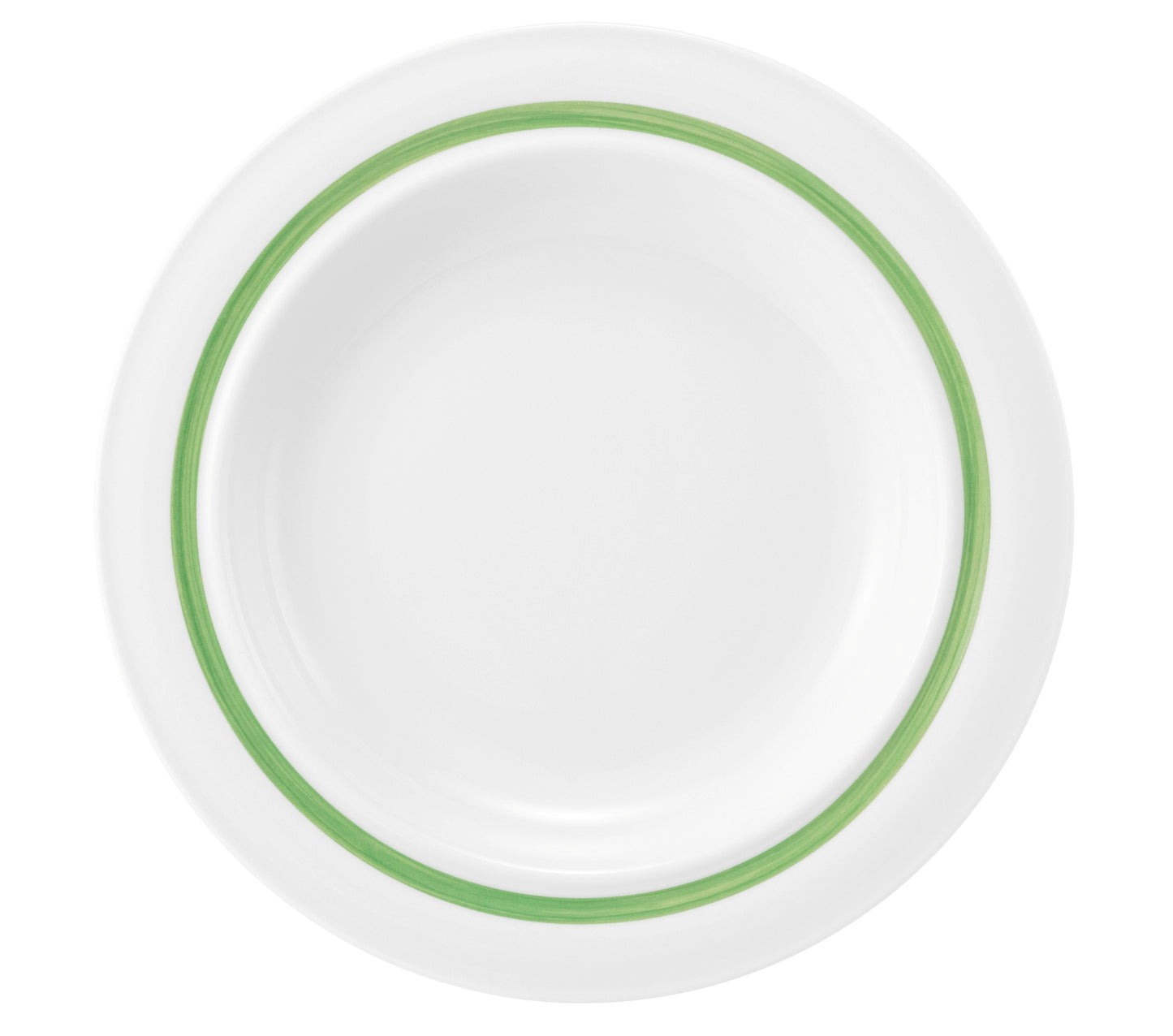 Weiße Servierschüssel mit grünem Rand