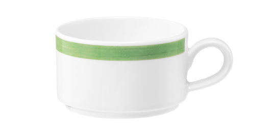 Weiße Tasse mit grünem Rand
