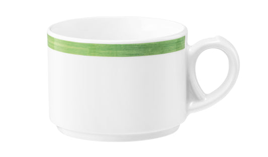 Weiße Tasse mit grünem Rand