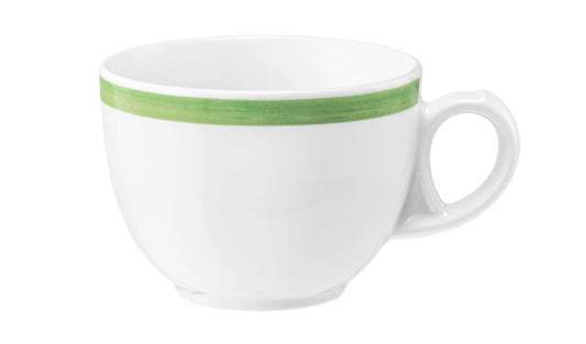 Weiße Tasse mit grünem Rand