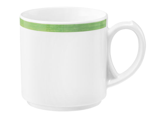 Weiße Tasse mit grünem Rand