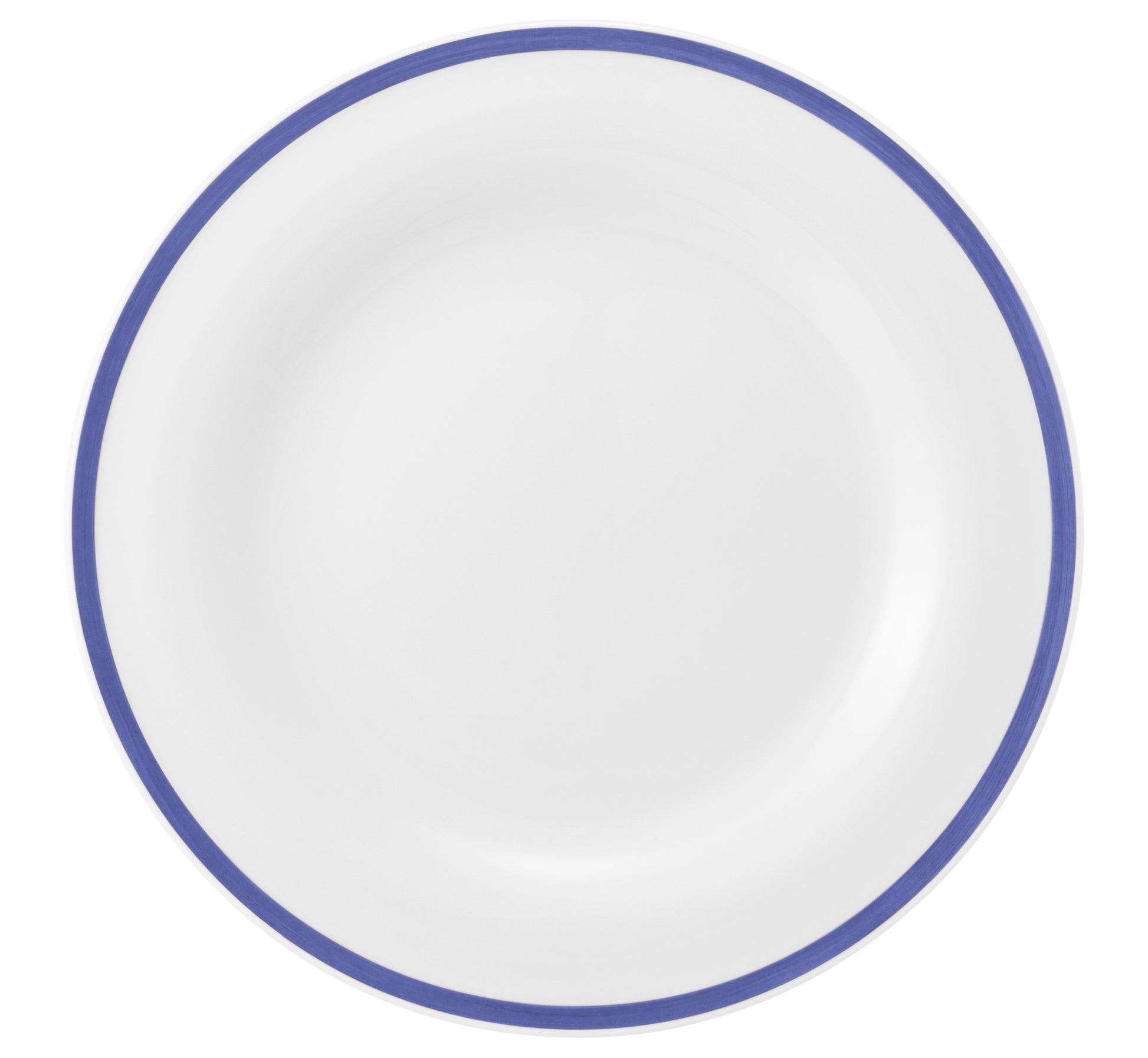Weiße Tellerplatte mit blauem Rand