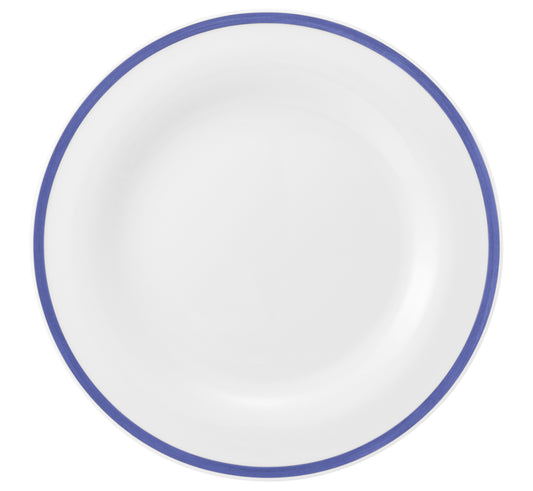 Weiße Tellerplatte mit blauem Rand