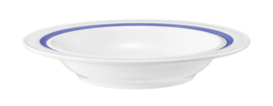 Weiße Schüssel mit blauem Rand