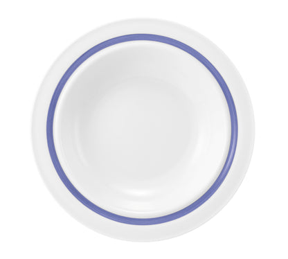 Weiße Schüssel mit blauem Rand