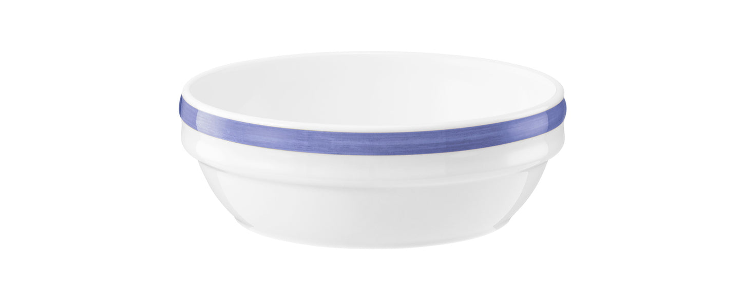 Weiße Servierschale mit blauem Rand