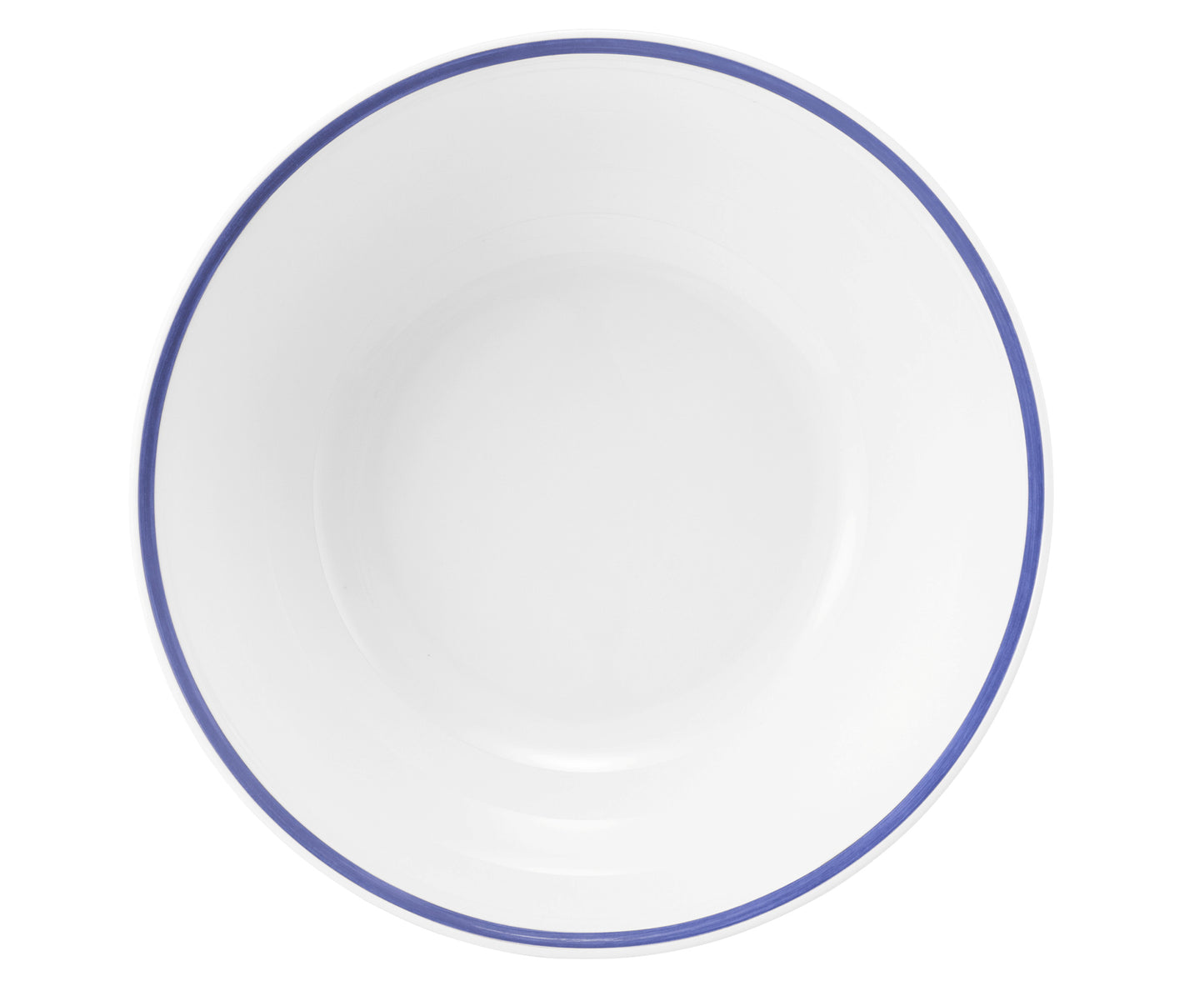 Weiße Porzellanschüssel mit blauem Rand