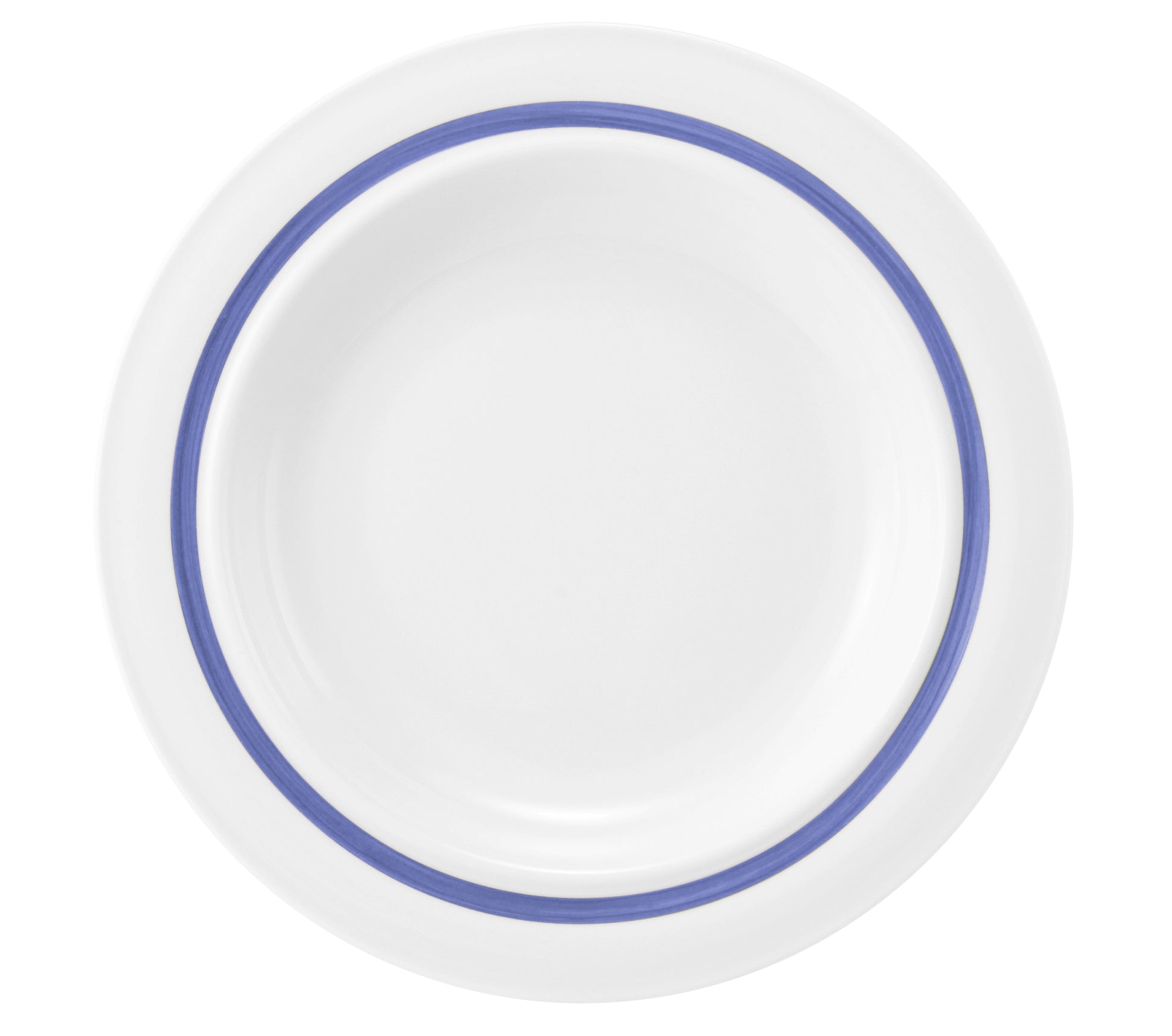 Weiße Porzellanschale mit blauem Rand