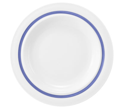 Weiße Porzellanschale mit blauem Rand
