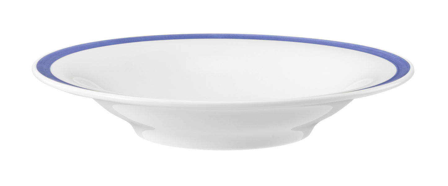 Weiße Schale mit blauem Rand