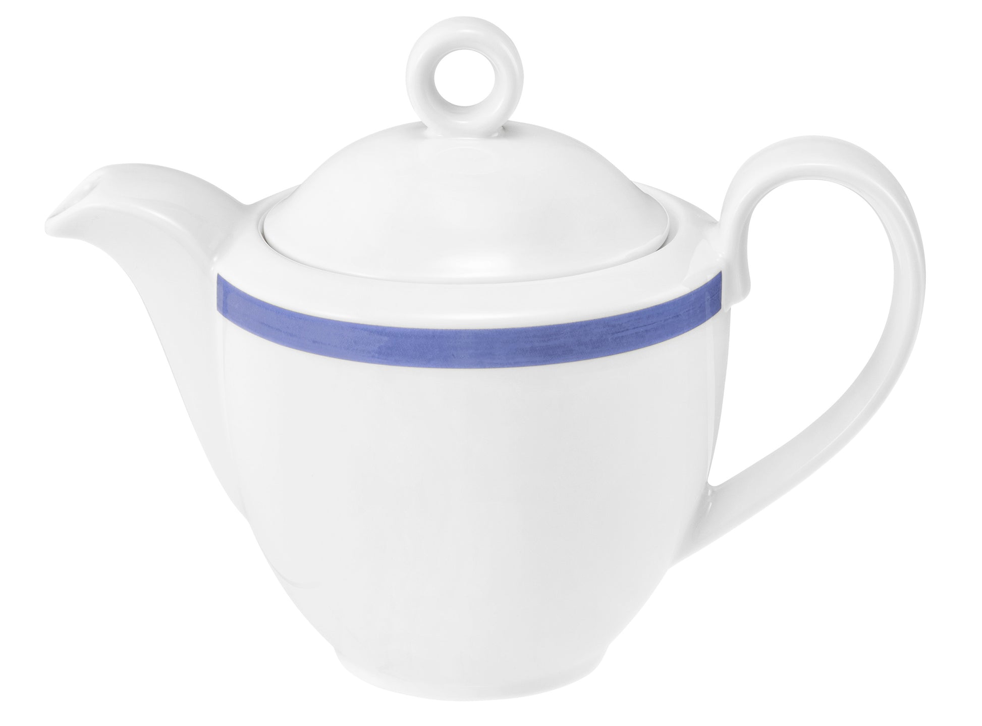 Weiße Teekanne mit blauem Streifen