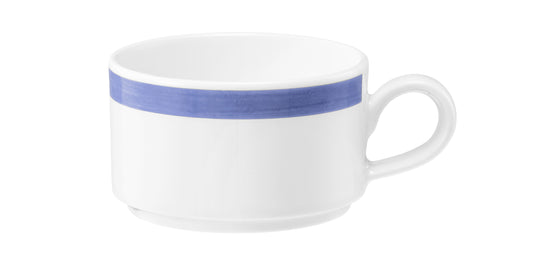 Weiße Kaffeetasse mit blauer Linie