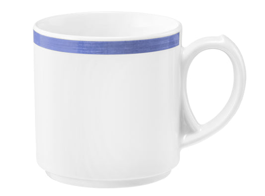 Weiße Tasse mit blauem Rand