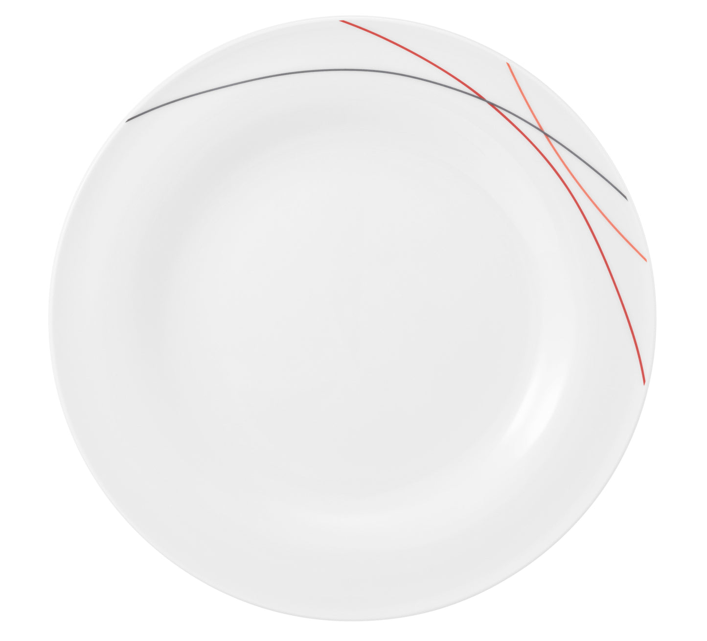 Weißer Teller mit Linienmuster.