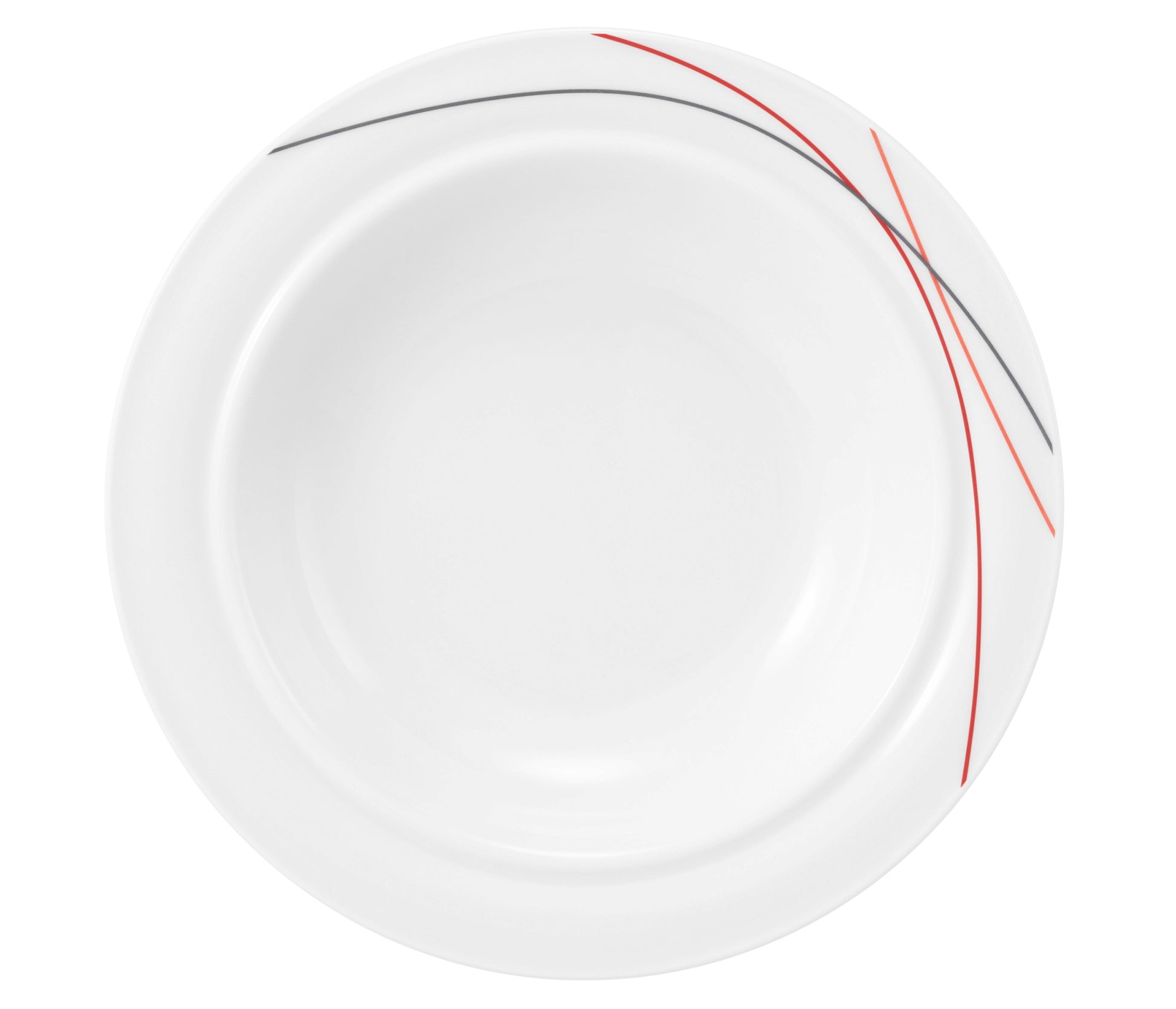 Weiße Schüssel mit rotem Rand