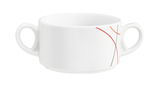 Weiße Kaffeetasse mit Linienmuster