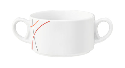Weiße Kaffeetasse mit Linienmuster