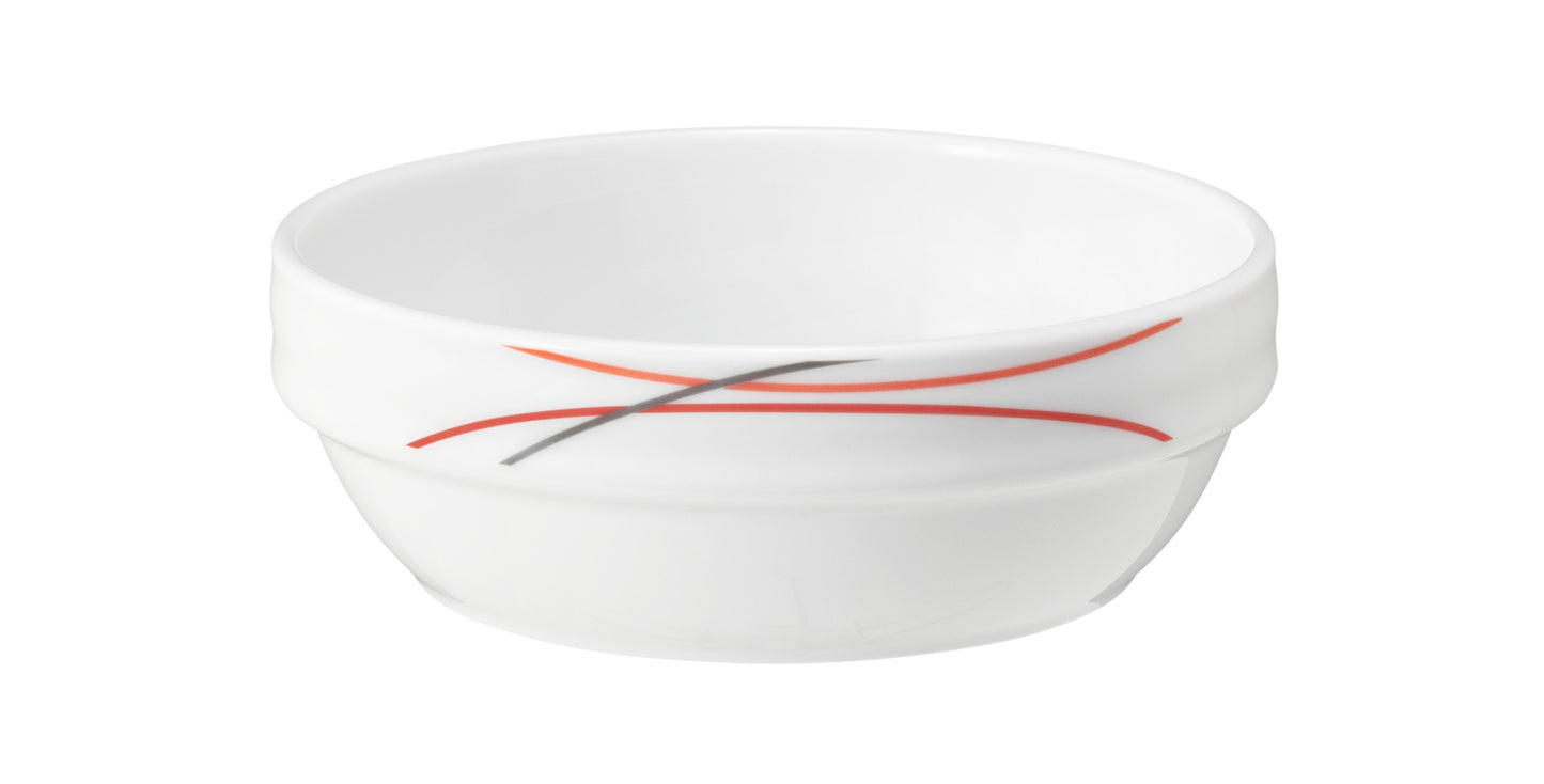 Weiße Schale mit roten Linien