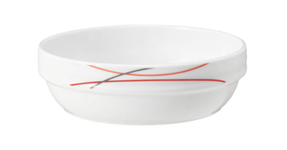 Weiße Schale mit roten Linien