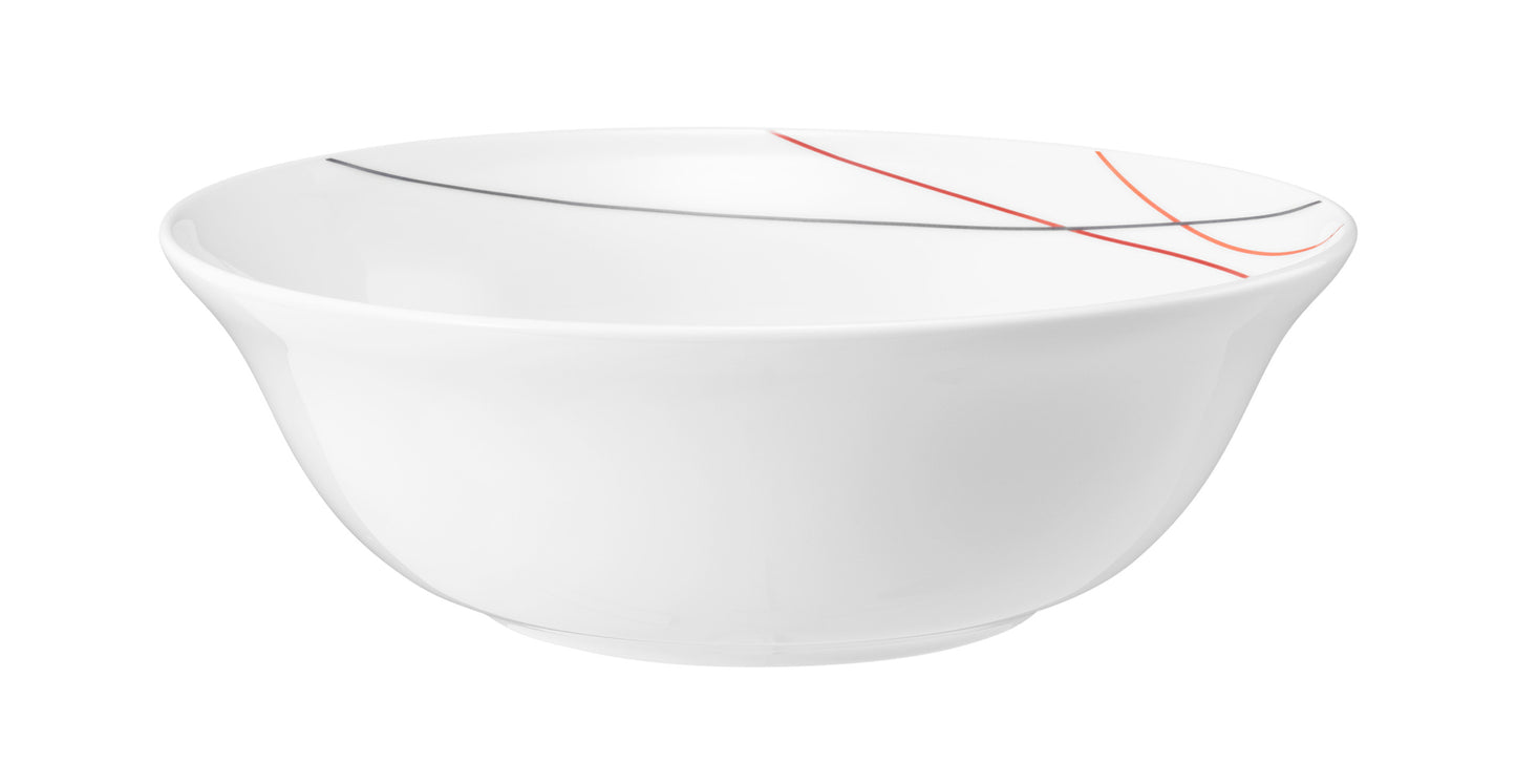 Weiße Schüssel mit roten Linien