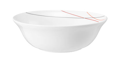 Weiße Schüssel mit roten Linien