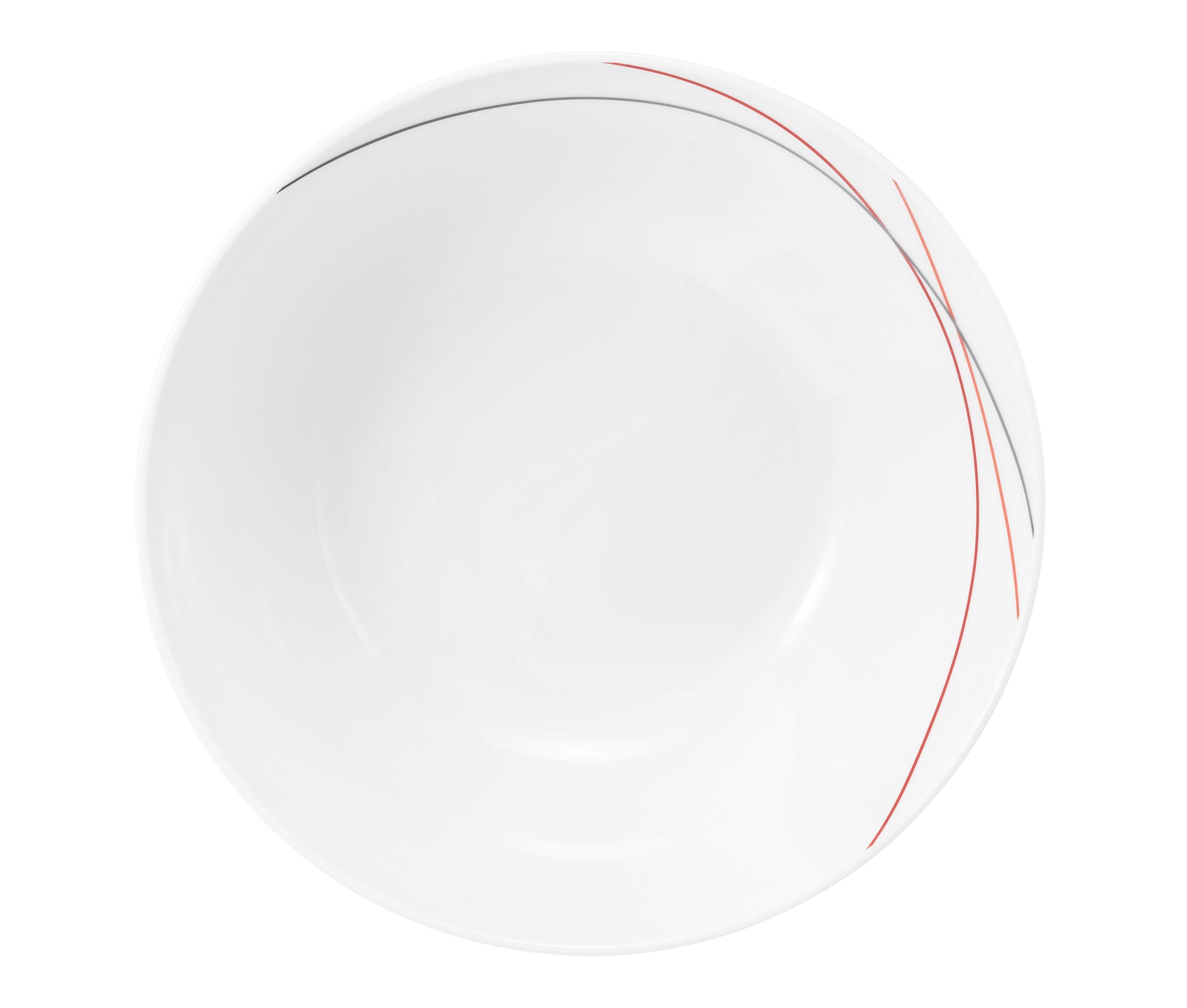 Weiße Schüssel mit roten Streifen