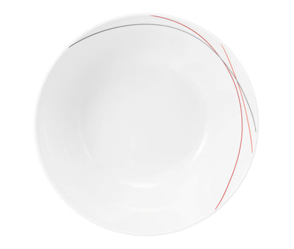 Weiße Schüssel mit roten Streifen