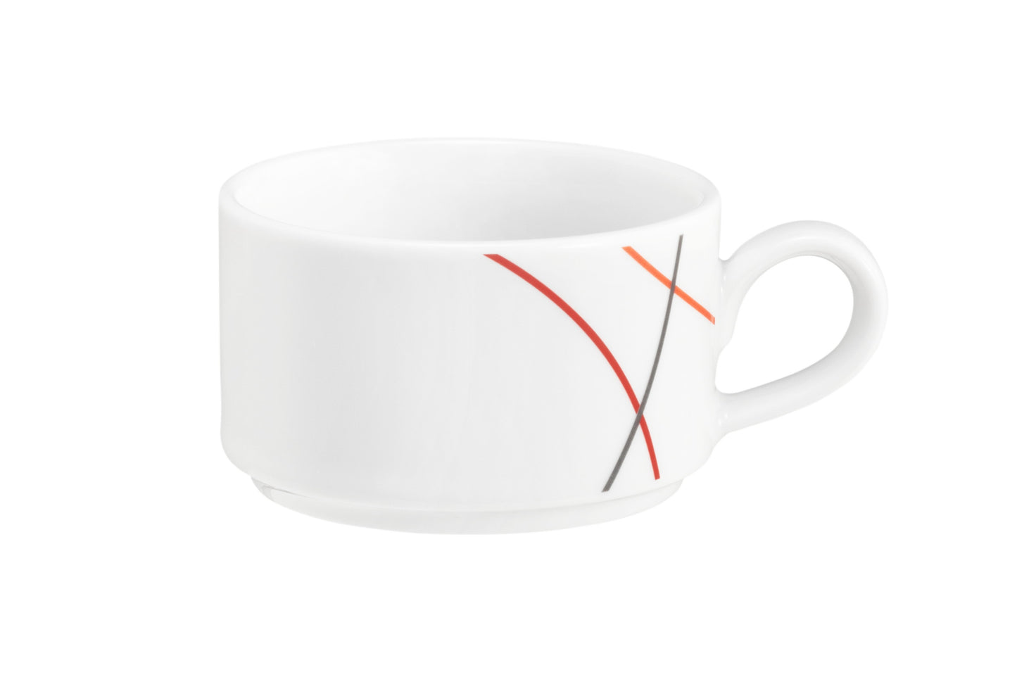 Weiße Kaffeetasse mit Linienmuster